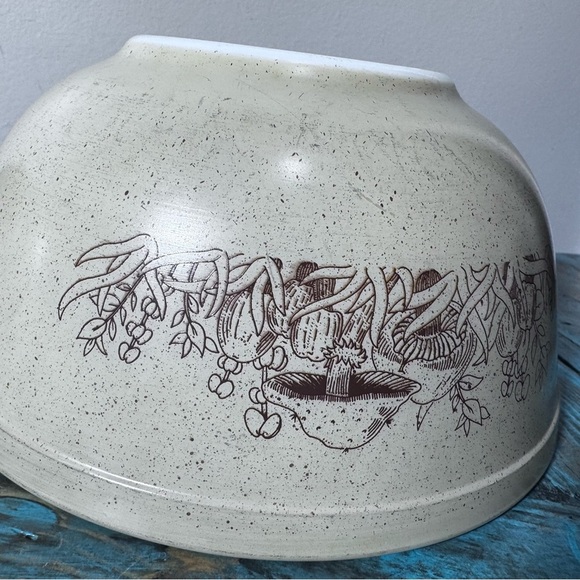 Set Of 3 Pyrex Forest Fancies Speckled Tan Nesting Bowls Mushroom 1980s - Picture 8 of 10